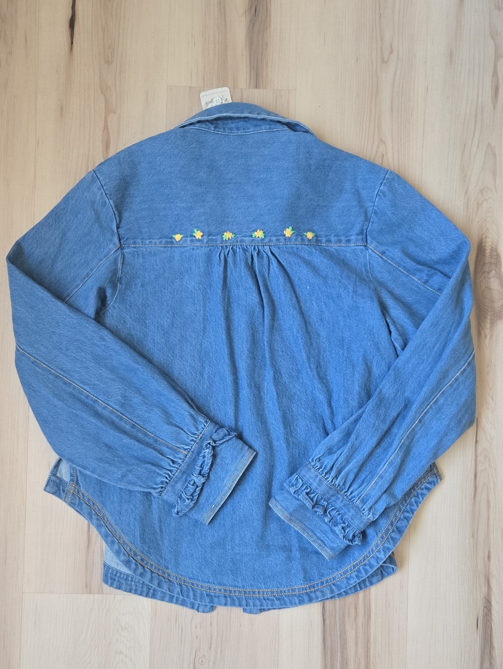 NWT Free People Robin Pintuck Denim Shirt, Size XS - Picture 4 of 4